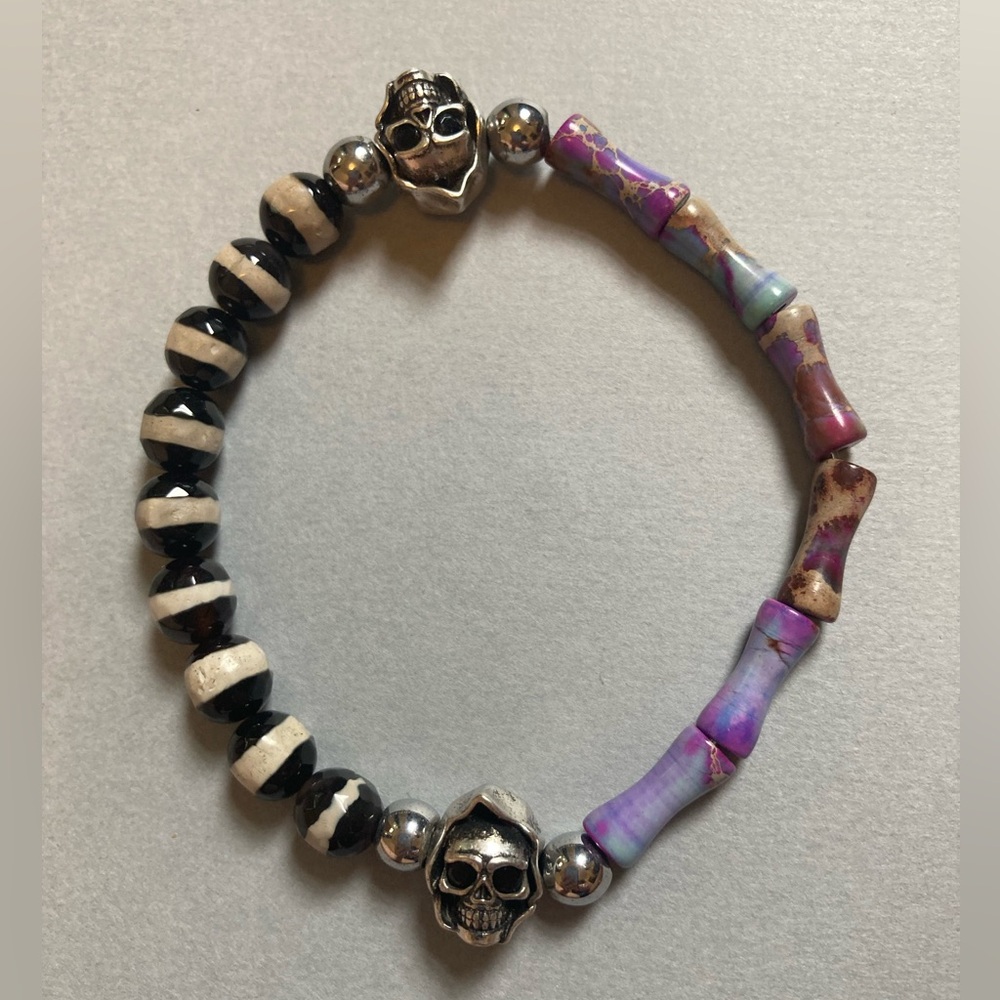 Gothic Grim Reaper Purple and Black Bracelet
